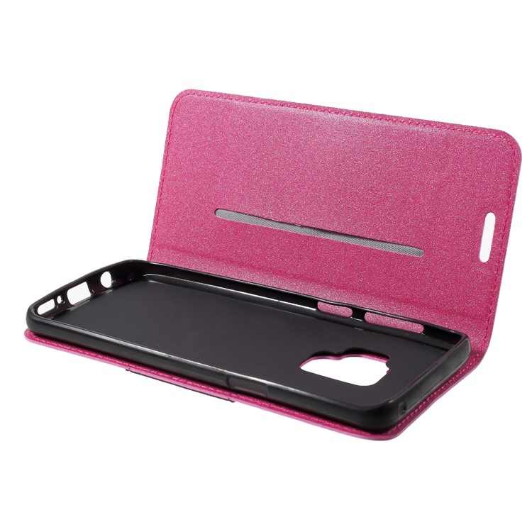 PU Leather Frosted Surface Auto-absorb Card Holder Stand Wallet Folio Cover for Samsung Galaxy S9 G960 - Rose-6