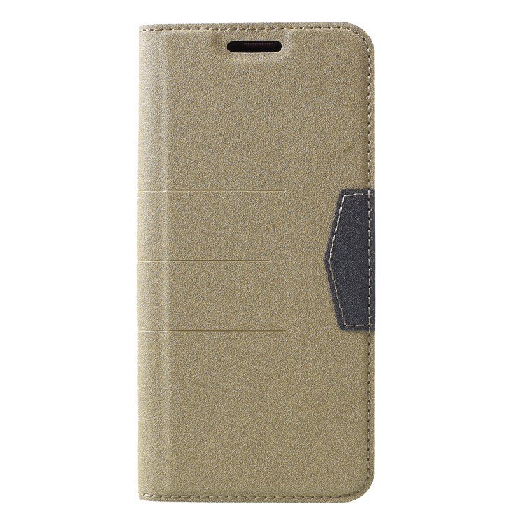 PU Leather Matte Surface Auto-absorb Wallet Stand Cover with Card Holder for Samsung Galaxy S9 G960 - Gold-1
