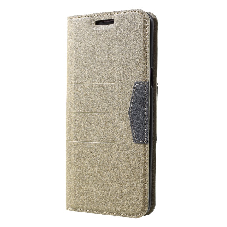 PU Leather Matte Surface Auto-absorb Wallet Stand Cover with Card Holder for Samsung Galaxy S9 G960 - Gold-3