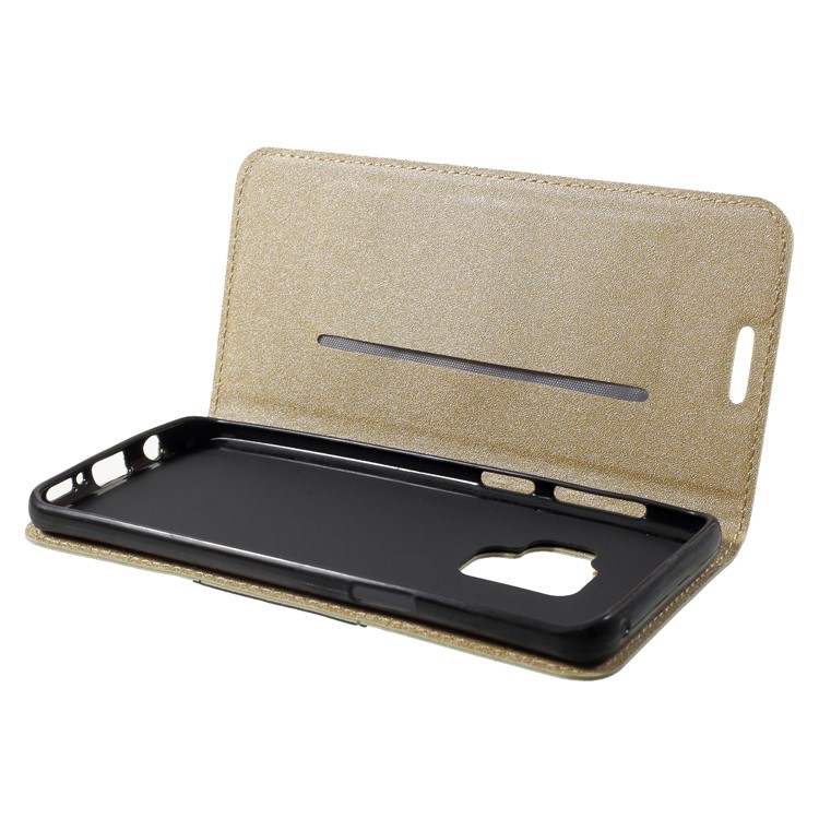 PU Leather Matte Surface Auto-absorb Wallet Stand Cover with Card Holder for Samsung Galaxy S9 G960 - Gold-6