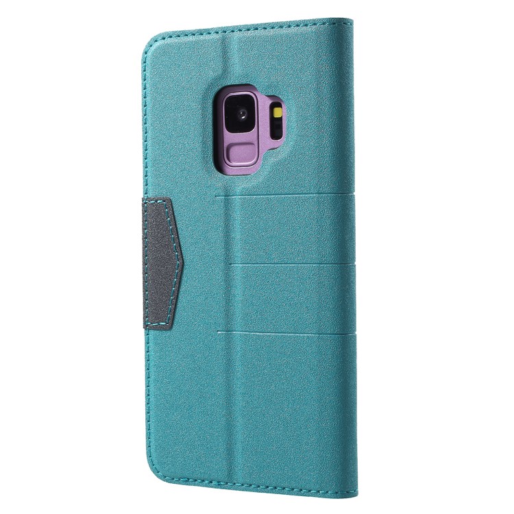 For Samsung Galaxy S9 G960 Leather Matte Surface Auto-absorb Card Holder Wallet Stand Cover - Baby Blue-2