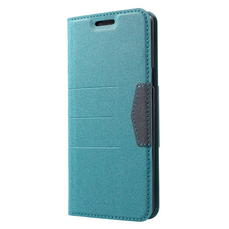 For Samsung Galaxy S9 G960 Leather Matte Surface Auto-absorb Card Holder Wallet Stand Cover - Baby Blue-3