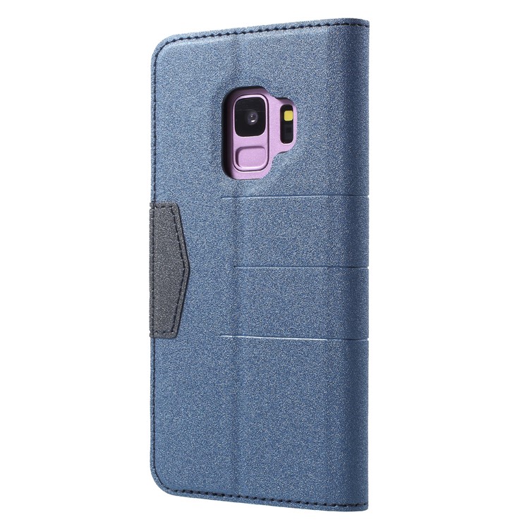 PU Leather Auto-absorb Matte Surface Wallet Stand Folio Casing for Samsung Galaxy S9 G960 - Dark Blue-2