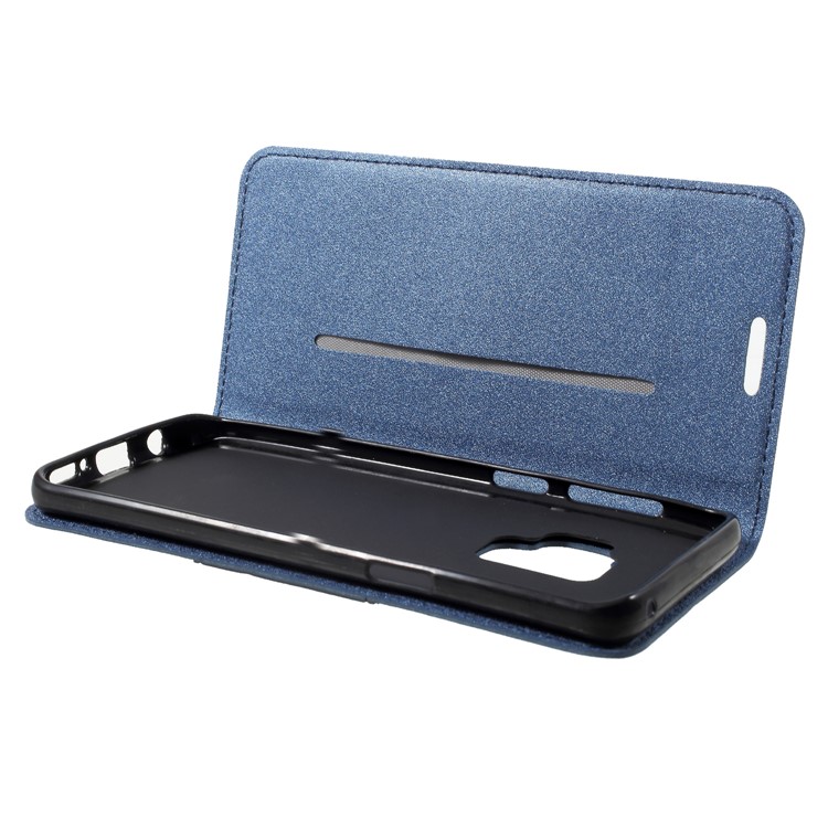 PU Leather Auto-absorb Matte Surface Wallet Stand Folio Casing for Samsung Galaxy S9 G960 - Dark Blue-6