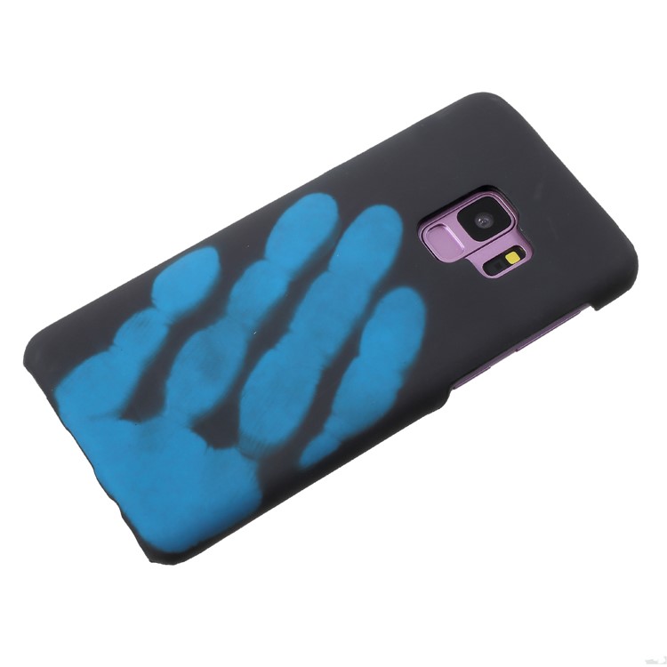 Thermal Induction Fluorescent Color Changing PC Back Cover for Samsung Galaxy S9 SM-G960 - Black / Blue-6