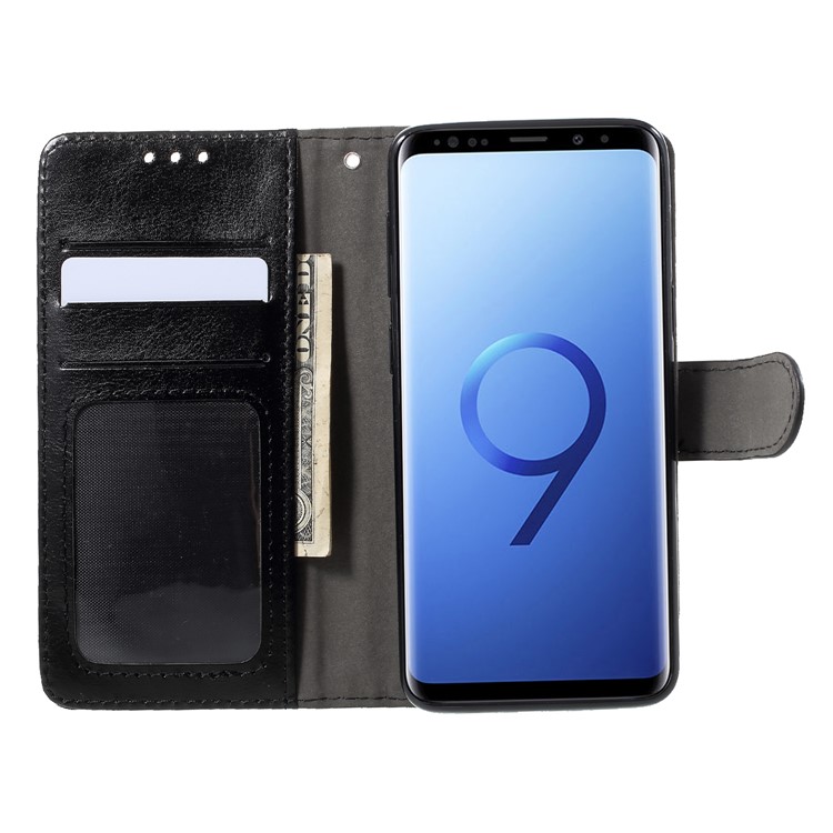 Crazy Horse Texture Wallet Stand Leather Case for Samsung Galaxy S9 SM-G960 - Black-6