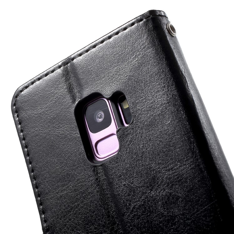 Crazy Horse Texture Wallet Stand Leather Case for Samsung Galaxy S9 SM-G960 - Black-9
