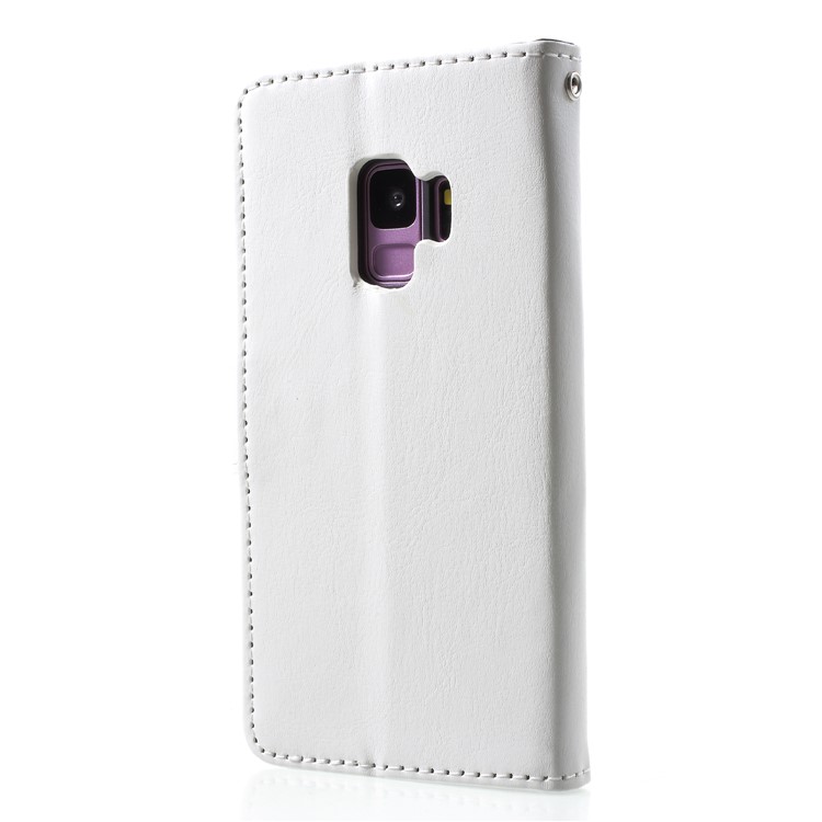 Crazy Horse Texture Wallet Stand Leather Phone Cover for Samsung Galaxy S9 SM-G960 - White-2