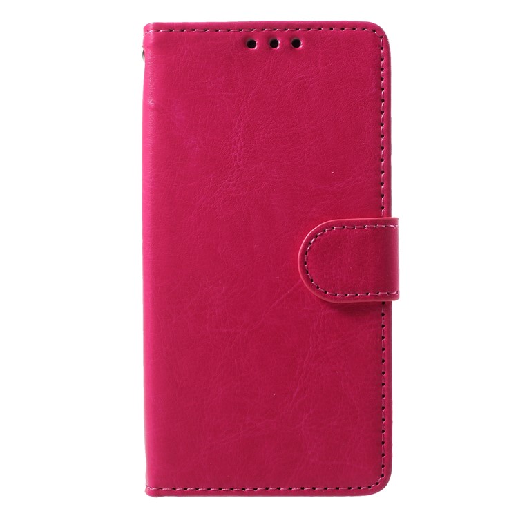Crazy Horse Texture Wallet Stand Leather Mobile Phone Shell for Samsung Galaxy S9 SM-G960 - Rose-1