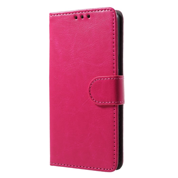 Crazy Horse Texture Wallet Stand Leather Mobile Phone Shell for Samsung Galaxy S9 SM-G960 - Rose-3