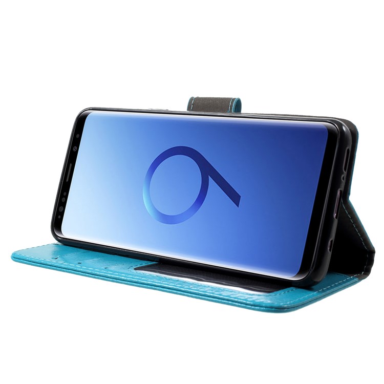 Crazy Horse Texture Wallet Leather Flip Stand Cell Phone Case for Samsung Galaxy S9 SM-G960 - Blue-4