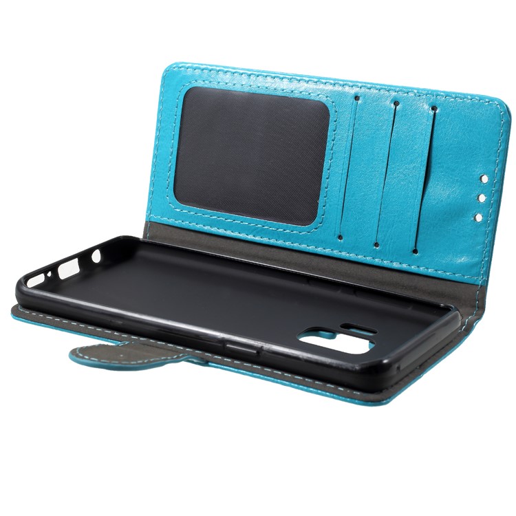 Crazy Horse Texture Wallet Leather Flip Stand Cell Phone Case for Samsung Galaxy S9 SM-G960 - Blue-6
