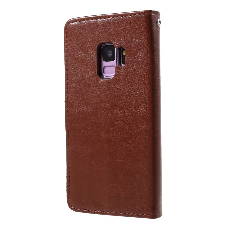Crazy Horse Texture PU Leather Protection Cover Shell for Samsung Galaxy S9 SM-G960 - Brown-2
