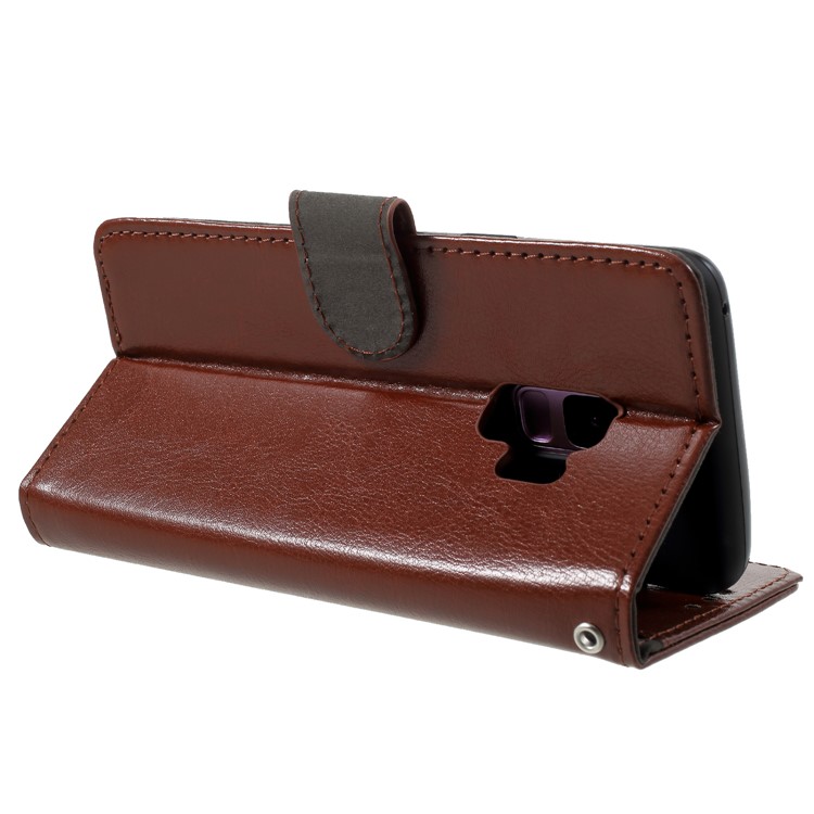 Crazy Horse Texture PU Leather Protection Cover Shell for Samsung Galaxy S9 SM-G960 - Brown-5