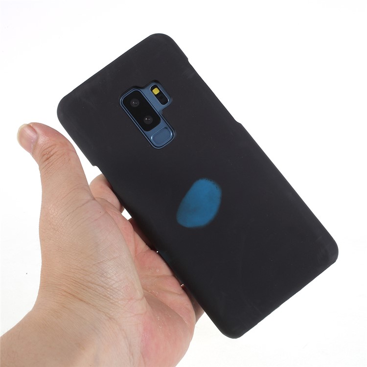 Thermal Induction Fluorescent Color Changing Plastic Cover Case for Samsung Galaxy S9+ SM-G965 - Black / Blue-4