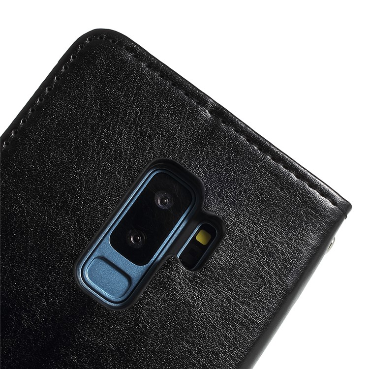 Crazy Horse Texture Wallet Stand Folio Leather Case for Samsung Galaxy S9+ G965 - Black-5