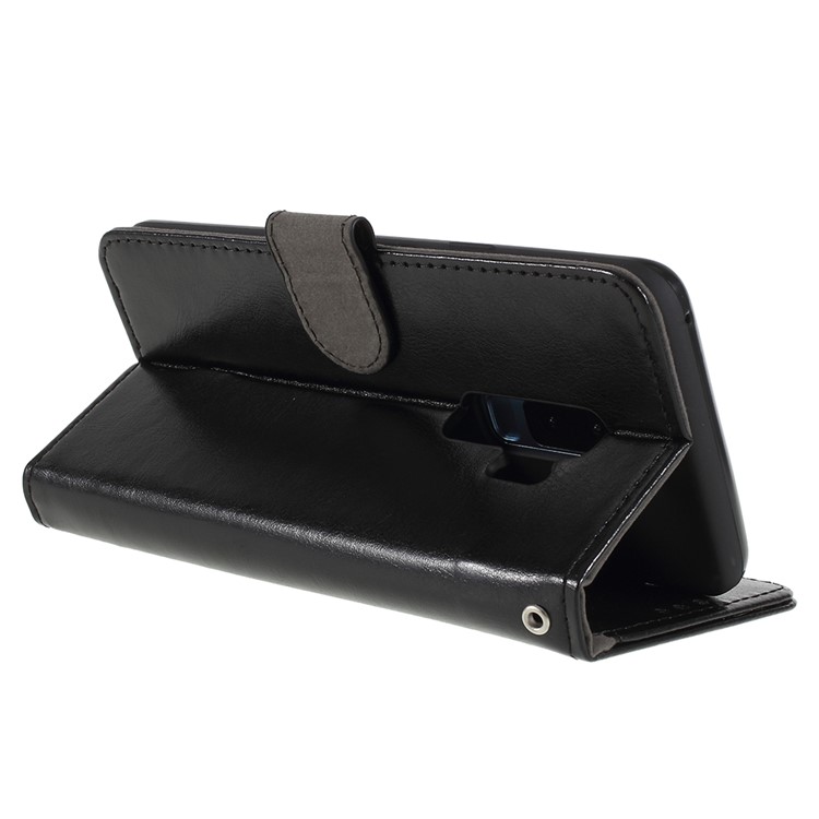 Crazy Horse Texture Wallet Stand Folio Leather Case for Samsung Galaxy S9+ G965 - Black-7