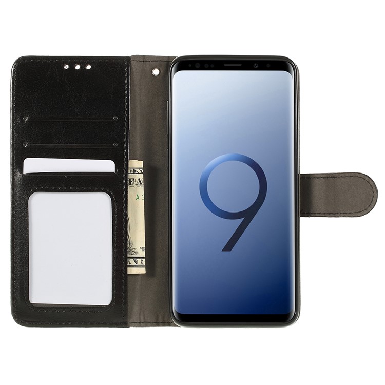 Crazy Horse Texture Wallet Stand Folio Leather Case for Samsung Galaxy S9+ G965 - Black-8