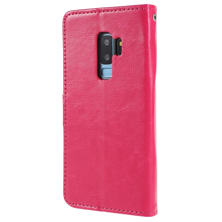 Crazy Horse Texture Wallet Stand Leather Phone Case for Samsung Galaxy S9+ G965 - Rose-3