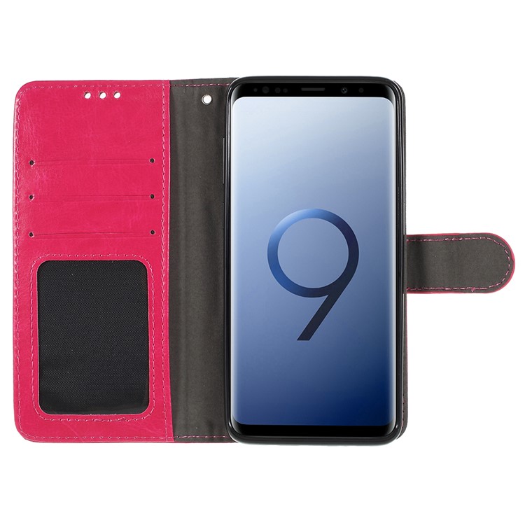 Crazy Horse Texture Wallet Stand Leather Phone Case for Samsung Galaxy S9+ G965 - Rose-6