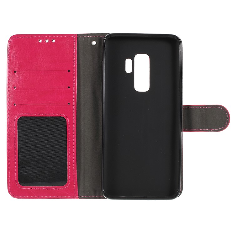 Crazy Horse Texture Wallet Stand Leather Phone Case for Samsung Galaxy S9+ G965 - Rose-7