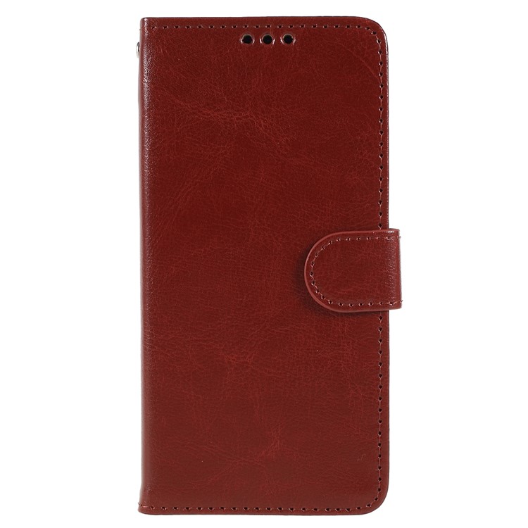 Crazy Horse Texture Wallet Stand Flip Leather Phone Cover for Samsung Galaxy S9+ G965 - Brown-1