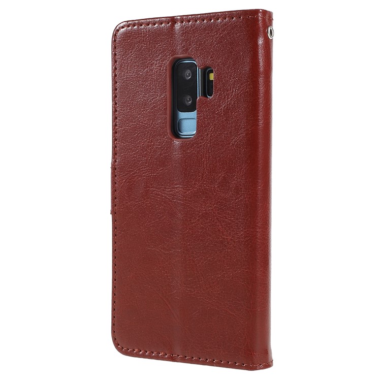 Crazy Horse Texture Wallet Stand Flip Leather Phone Cover for Samsung Galaxy S9+ G965 - Brown-3