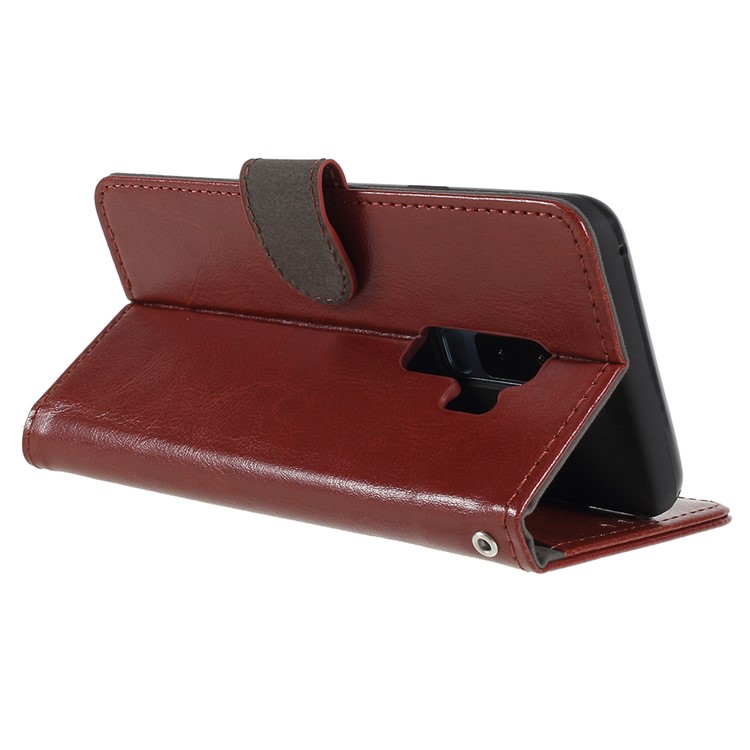 Crazy Horse Texture Wallet Stand Flip Leather Phone Cover for Samsung Galaxy S9+ G965 - Brown-5