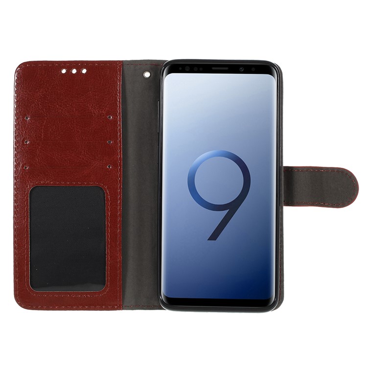 Crazy Horse Texture Wallet Stand Flip Leather Phone Cover for Samsung Galaxy S9+ G965 - Brown-6