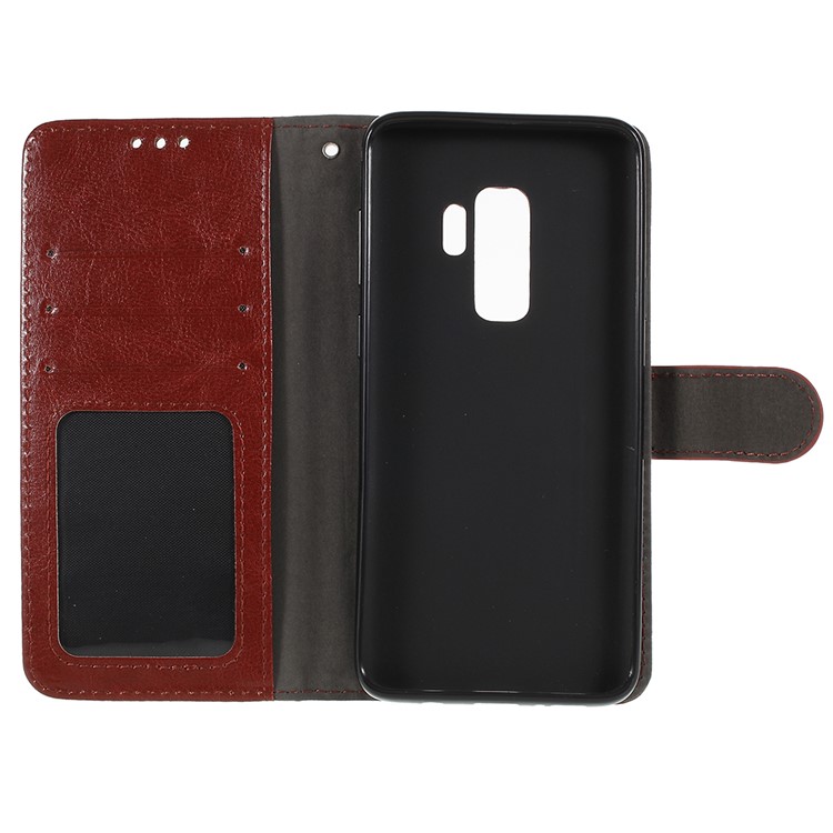 Crazy Horse Texture Wallet Stand Flip Leather Phone Cover for Samsung Galaxy S9+ G965 - Brown-7
