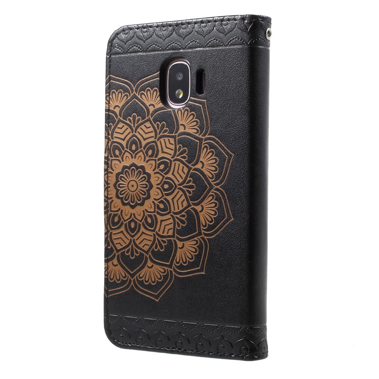 Patrón de Mandala Impreso de Mando de Cuero Representante Para Samsung Galaxy J2 Pro 2018 - Negro-2