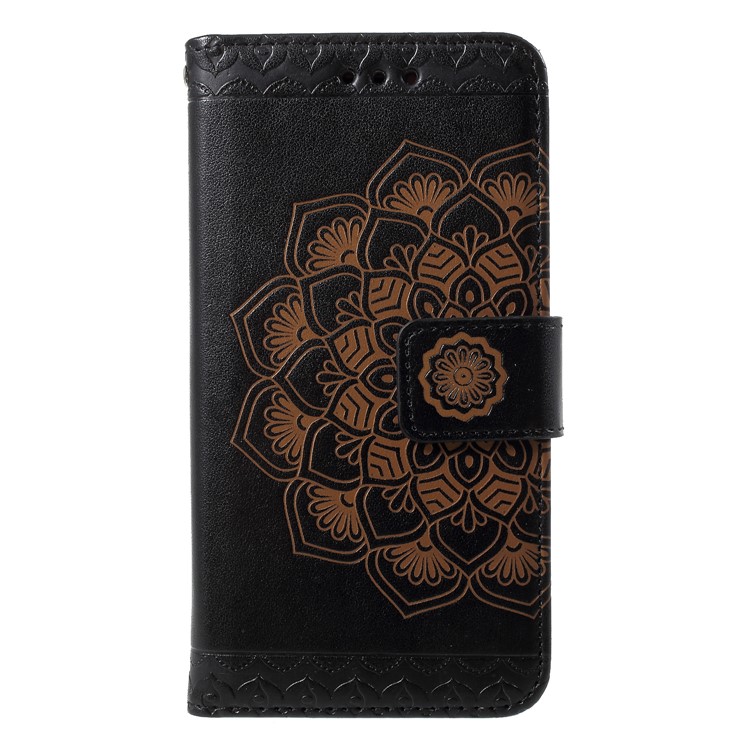 Imprinted Mandala Pattern Leather Wallet Stand Case for Samsung Galaxy J2 Pro 2018 - Black-3