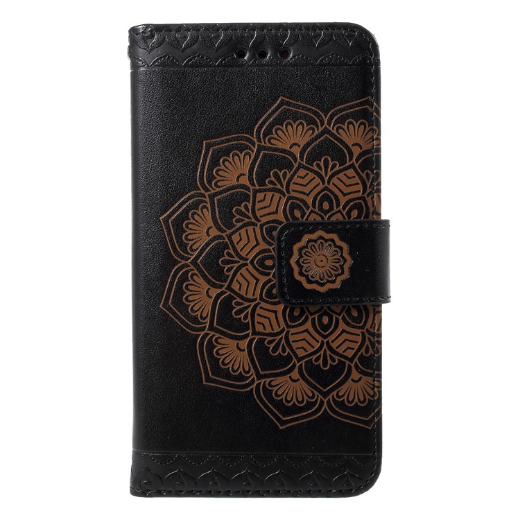 Patrón de Mandala Impreso de Mando de Cuero Representante Para Samsung Galaxy J2 Pro 2018 - Negro-3