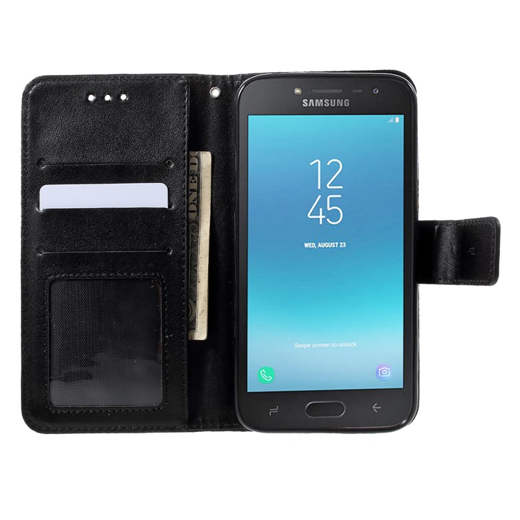Imprinted Mandala Pattern Leather Wallet Stand Case for Samsung Galaxy J2 Pro 2018 - Black-6