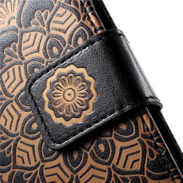 Imprinted Mandala Pattern Leather Wallet Stand Case for Samsung Galaxy J2 Pro 2018 - Black-7