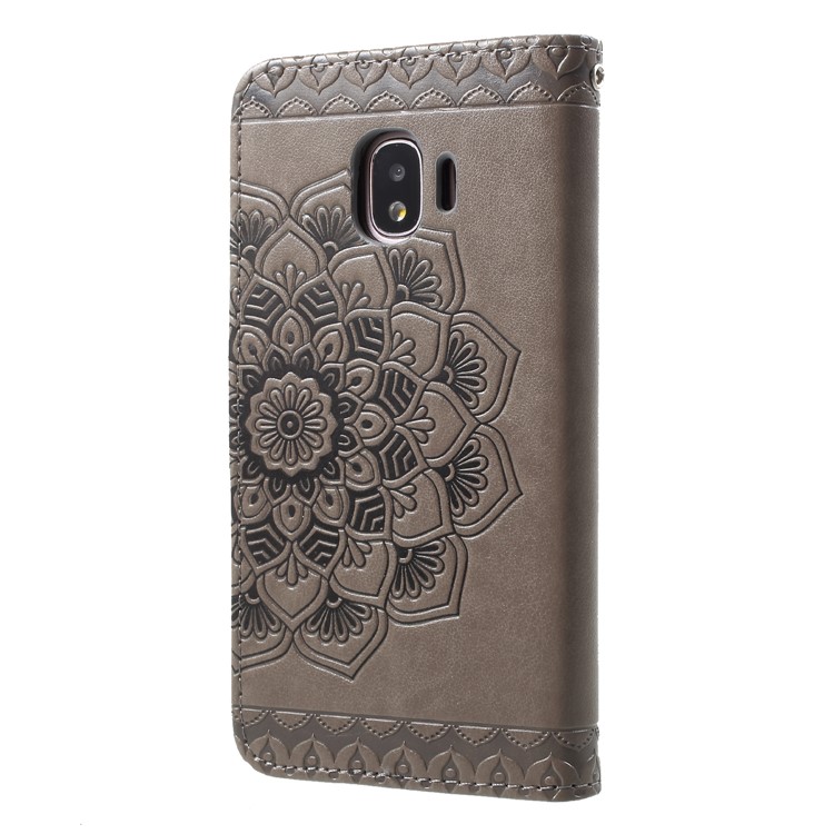 Imprinted Mandala Pattern Leather Wallet Flip Stand Cover for Samsung Galaxy J2 Pro 2018 - Grey-2