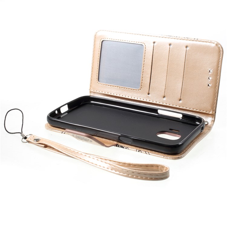 Imprinted Mandala Pattern Leather Magnetic Wallet Shell with Stand for Samsung Galaxy J2 Pro 2018 - Gold-6