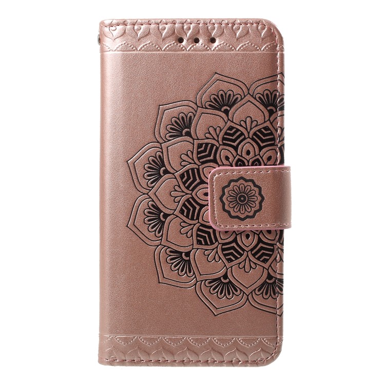 Imprinted Mandala Pattern Wallet Stand Leather Phone Casing for Samsung Galaxy J2 Pro 2018 - Rose Gold-1