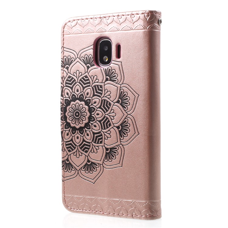 Carcasa de Teléfono de Cuero de Billetera de Patrón de Mandala Impreso Para Samsung Galaxy J2 Pro 2018 - Oro Rosa-2