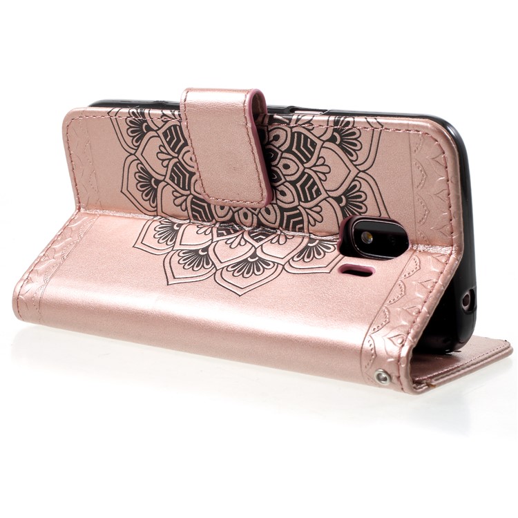 Imprinted Mandala Pattern Wallet Stand Leather Phone Casing for Samsung Galaxy J2 Pro 2018 - Rose Gold-5