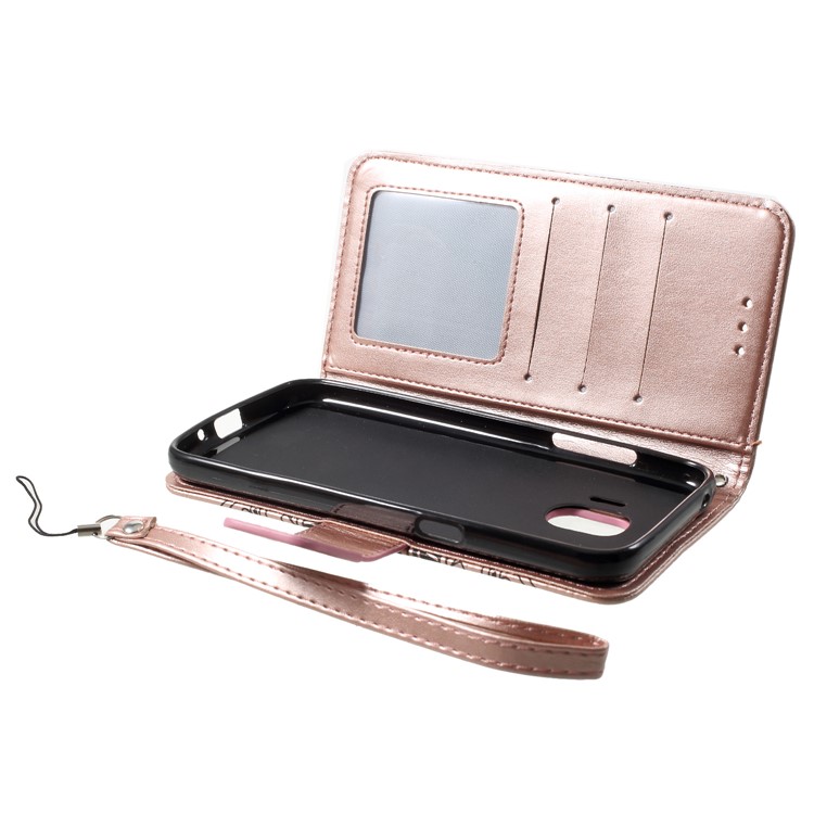 Imprinted Mandala Pattern Wallet Stand Leather Phone Casing for Samsung Galaxy J2 Pro 2018 - Rose Gold-6