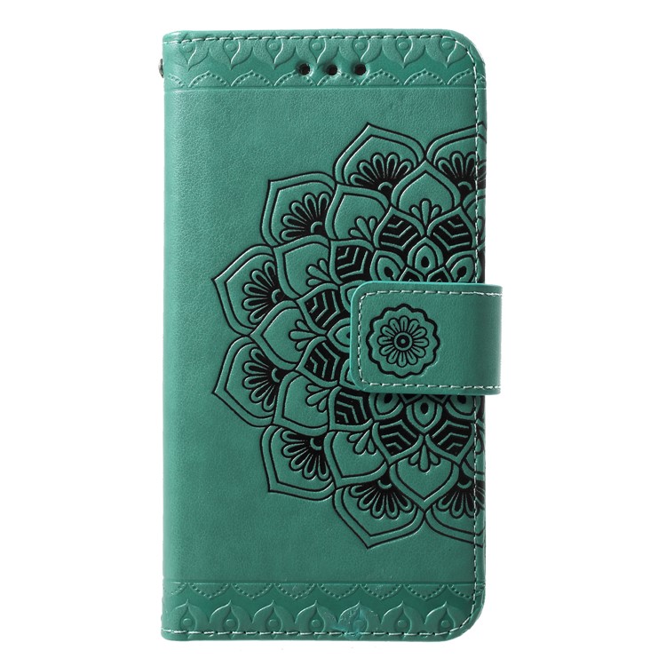 Imprinted Mandala Pattern Leather Mobile Phone Cover Shell with Stand for Samsung Galaxy J2 Pro 2018 - Green-1