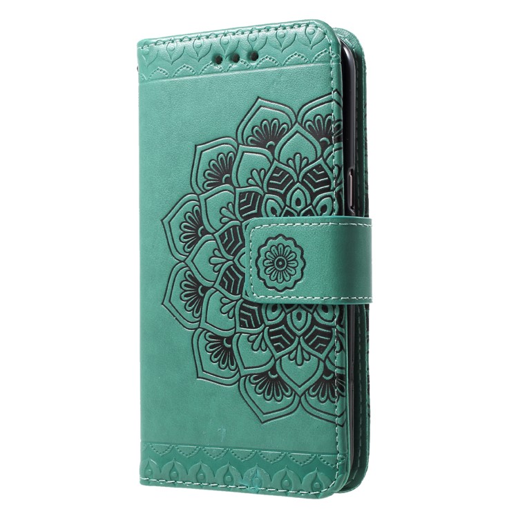 Imprinted Mandala Pattern Leather Mobile Phone Cover Shell with Stand for Samsung Galaxy J2 Pro 2018 - Green-3