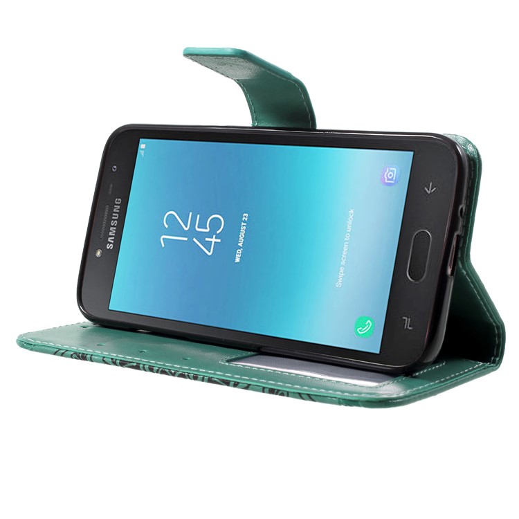 Imprinted Mandala Pattern Leather Mobile Phone Cover Shell with Stand for Samsung Galaxy J2 Pro 2018 - Green-4