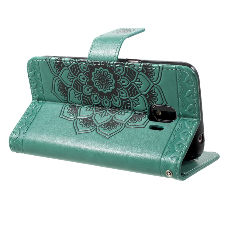 Imprinted Mandala Pattern Leather Mobile Phone Cover Shell with Stand for Samsung Galaxy J2 Pro 2018 - Green-5