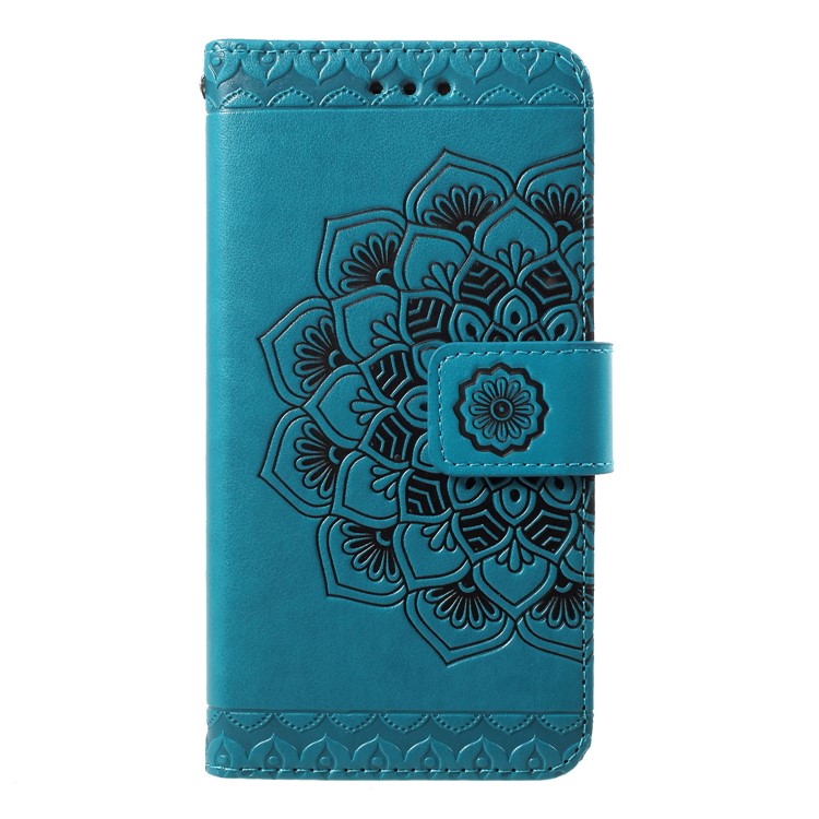 Imprinted Mandala Pattern PU Leather Wallet Mobile Phone Cover for Samsung Galaxy J2 Pro 2018 - Blue-1