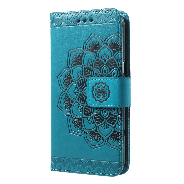 Imprinted Mandala Pattern PU Leather Wallet Mobile Phone Cover for Samsung Galaxy J2 Pro 2018 - Blue-3