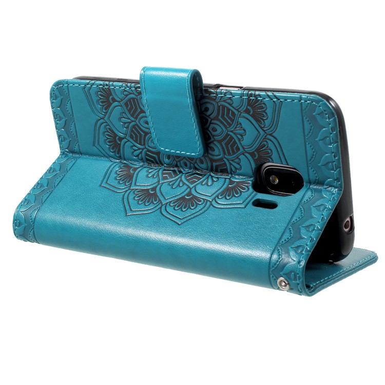 Imprinted Mandala Pattern PU Leather Wallet Mobile Phone Cover for Samsung Galaxy J2 Pro 2018 - Blue-5