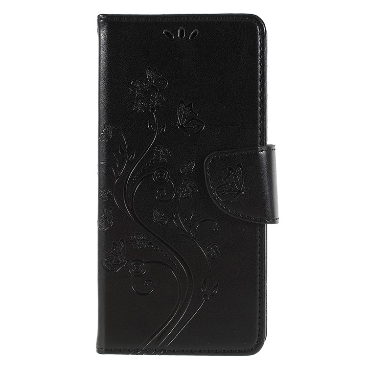 For Samsung Galaxy S9+ G965 Imprint Butterfly Flower Wallet Stand Leather Case - Black-3