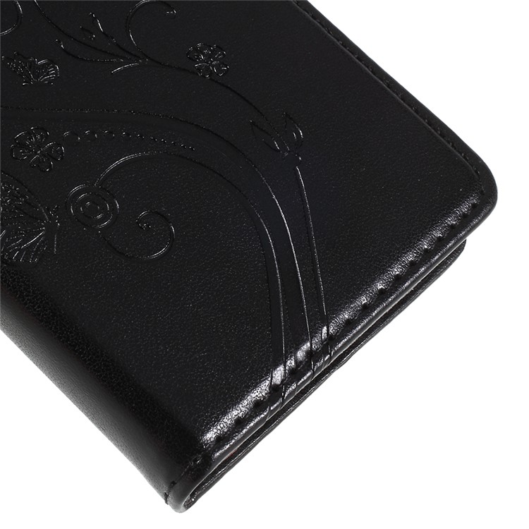 For Samsung Galaxy S9+ G965 Imprint Butterfly Flower Wallet Stand Leather Case - Black-4